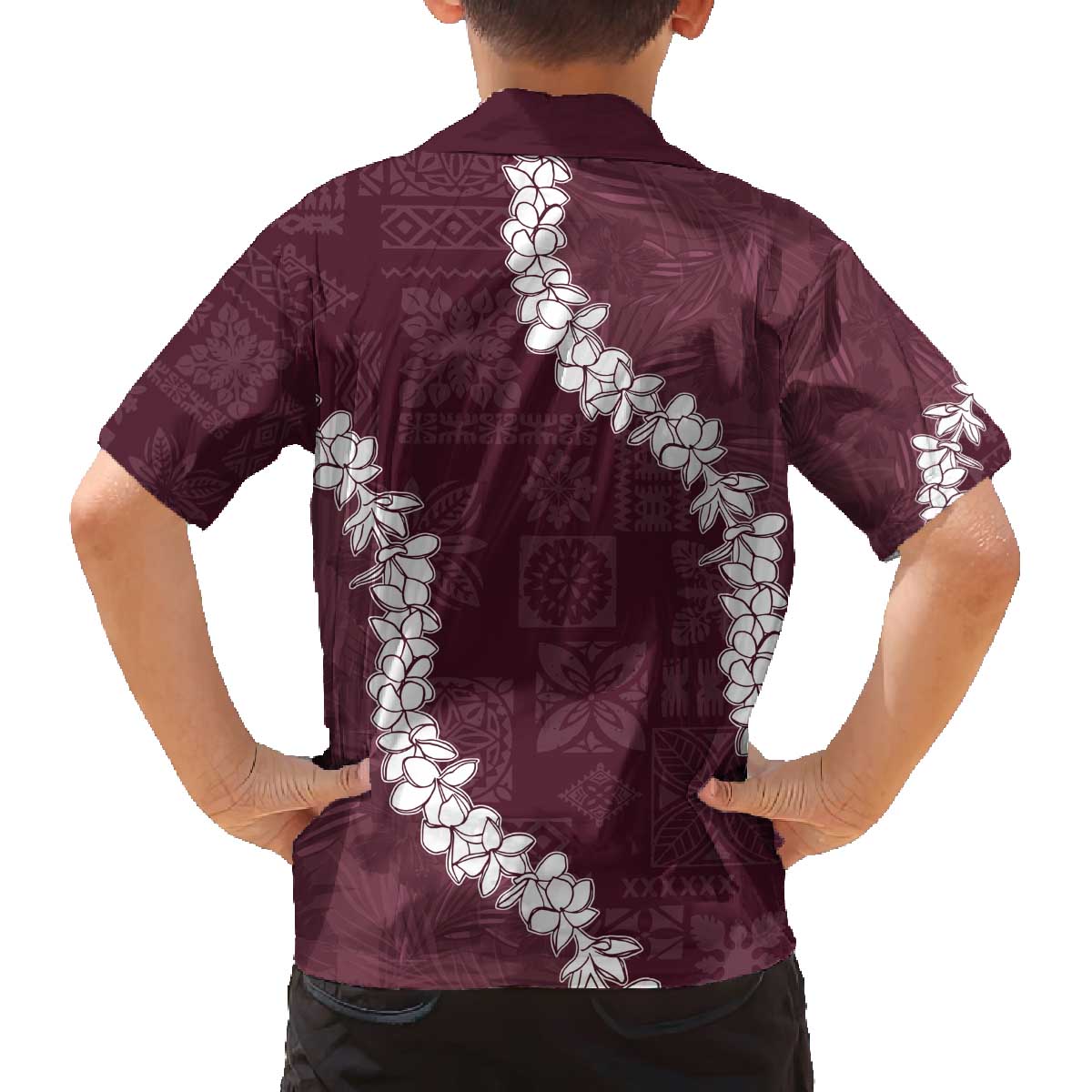 Hawaii Aloha Family Matching Off Shoulder Short Dress and Hawaiian Shirt Champange Quilt Patch Work Mix Plumeria Lei