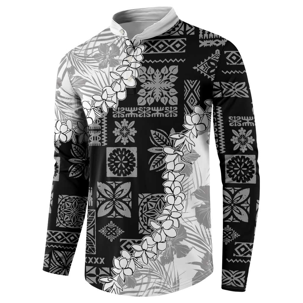 Hawaii Aloha Button Sweatshirt White Quilt Patch Work Mix Plumeria Lei