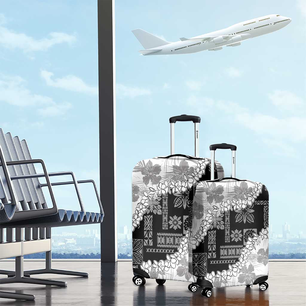 Hawaii Aloha Luggage Cover White Quilt Patch Work Mix Plumeria Lei