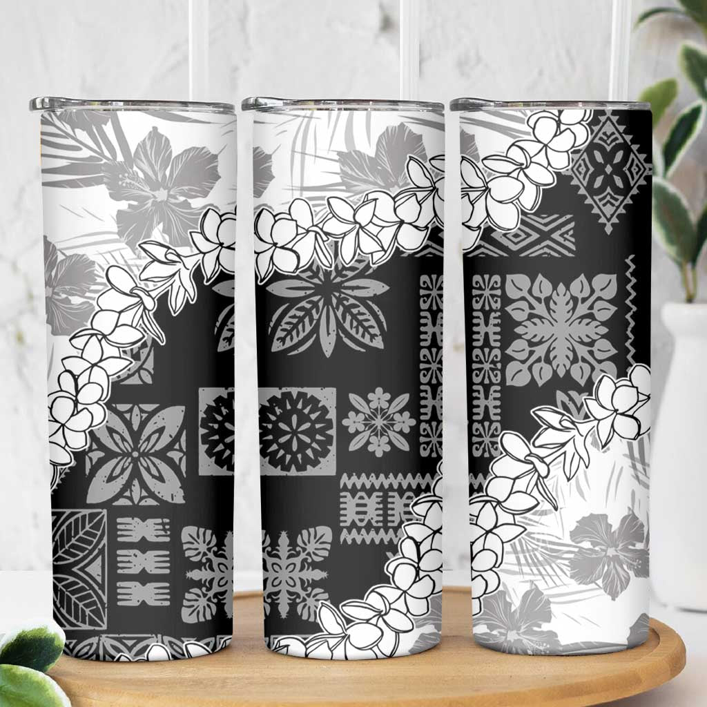 Hawaii Aloha Skinny Tumbler White Quilt Patch Work Mix Plumeria Lei