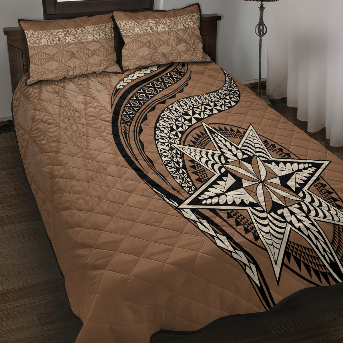Tonga Ngatu Quilt Bed Set Tokelau Classic Motifs LT7 - Polynesian Pride