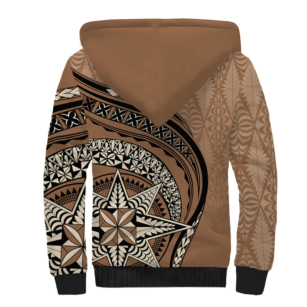 Tonga Ngatu Sherpa Hoodie Tokelau Classic Motifs LT7 - Polynesian Pride