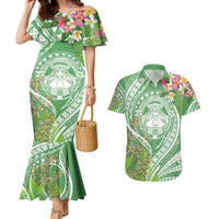 Aloha Molokai Island Couples Matching Mermaid Dress and Hawaiian Shirt Hawaii Pua Kukui LT7 Green - Polynesian Pride
