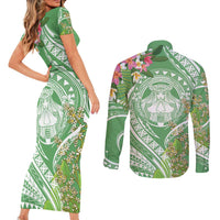 Aloha Molokai Island Couples Matching Short Sleeve Bodycon Dress and Long Sleeve Button Shirt Hawaii Pua Kukui LT7 - Polynesian Pride