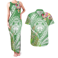Aloha Molokai Island Couples Matching Tank Maxi Dress and Hawaiian Shirt Hawaii Pua Kukui LT7 Green - Polynesian Pride