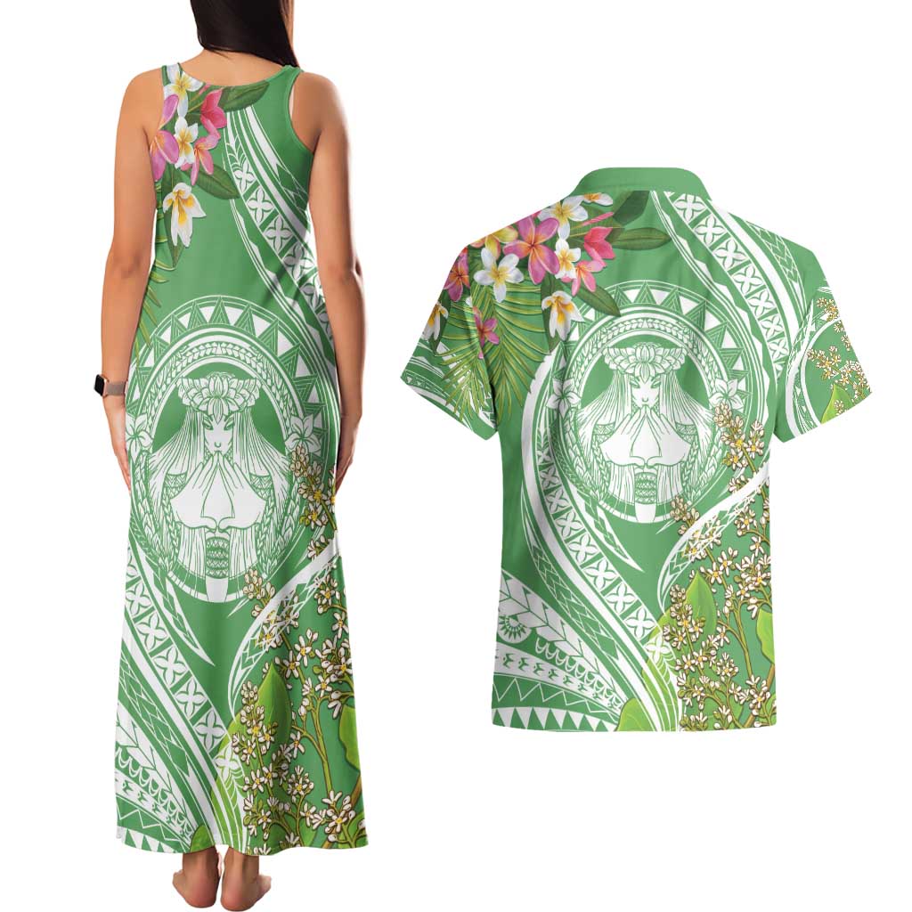 Aloha Molokai Island Couples Matching Tank Maxi Dress and Hawaiian Shirt Hawaii Pua Kukui LT7 - Polynesian Pride