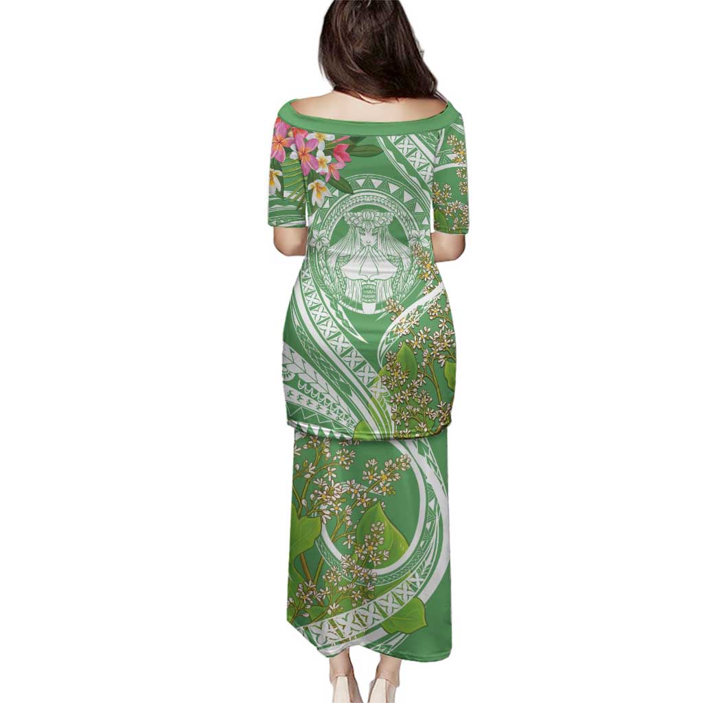 Aloha Molokai Island Family Matching Puletasi and Hawaiian Shirt Hawaii Pua Kukui