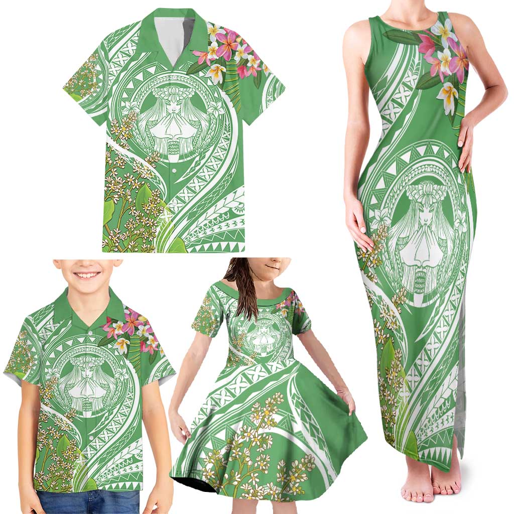 Aloha Molokai Island Family Matching Tank Maxi Dress and Hawaiian Shirt Hawaii Pua Kukui