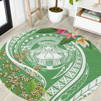 Aloha Molokai Island Round Carpet Hawaii Pua Kukui LT7 Green - Polynesian Pride