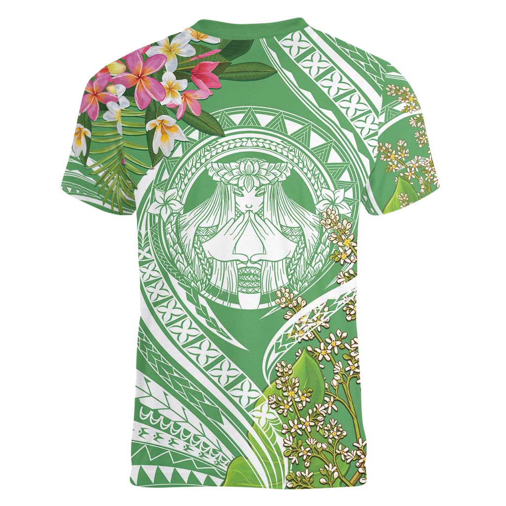 Aloha Molokai Island Women V-Neck T-Shirt Hawaii Pua Kukui LT7 - Polynesian Pride