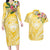 Aloha Hawaii Oahu Couples Matching Long Sleeve Bodycon Dress and Hawaiian Shirt Wahine with Ilima Lei