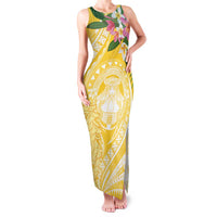 Aloha Hawaii Oahu Family Matching Tank Maxi Dress and Hawaiian Shirt Wahine with Ilima Lei