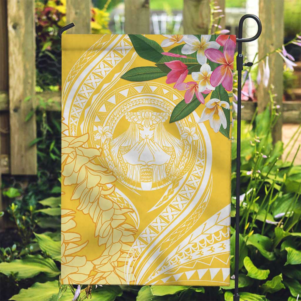 Aloha Hawaii Oahu Garden Flag Wahine with Ilima Lei
