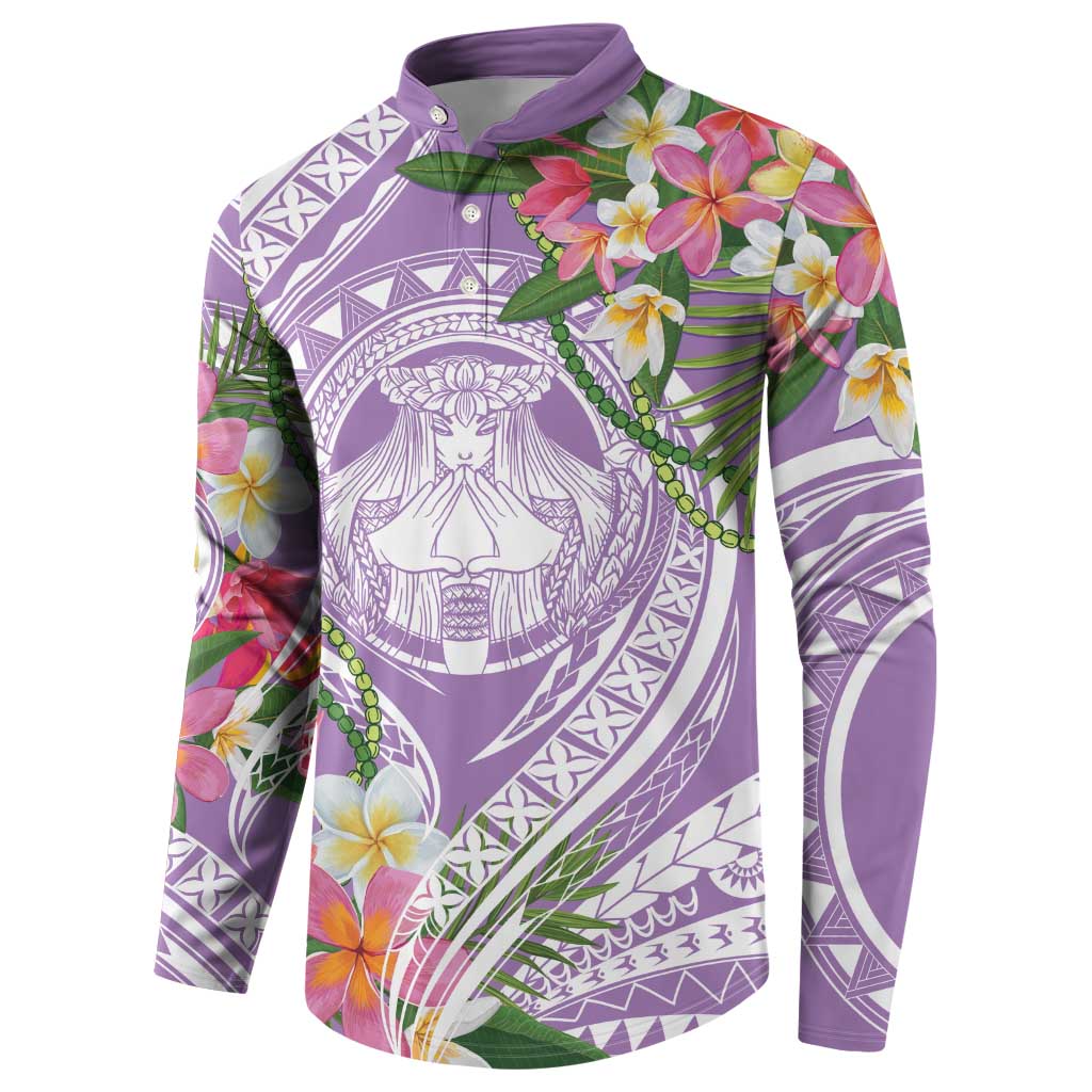 Aloha Hawaii Kauai Button Sweatshirt Frangipani Mix Mokihana Lei