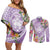 Aloha Hawaii Kauai Couples Matching Off Shoulder Short Dress and Long Sleeve Button Shirt Frangipani Mix Mokihana Lei