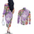 Aloha Hawaii Kauai Couples Matching Off The Shoulder Long Sleeve Dress and Long Sleeve Button Shirt Frangipani Mix Mokihana Lei