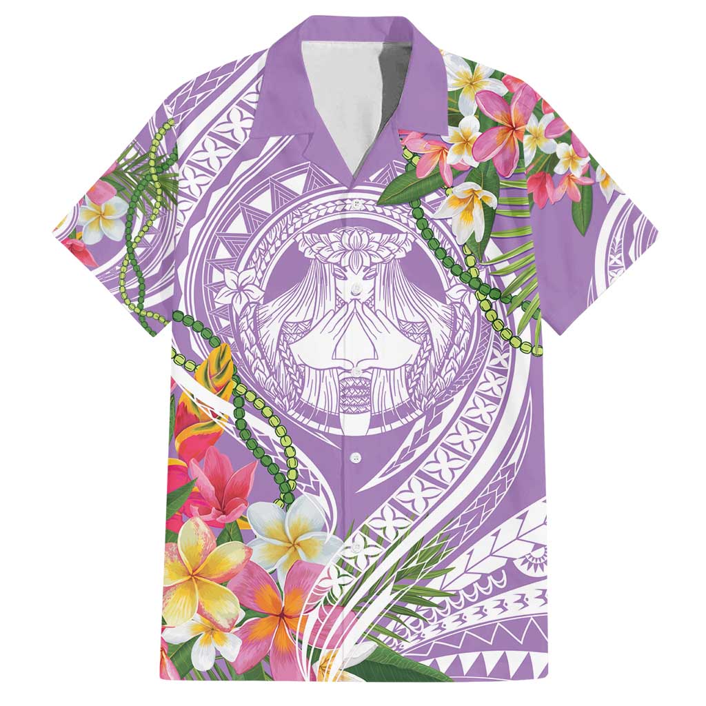Aloha Hawaii Kauai Family Matching Off Shoulder Maxi Dress and Hawaiian Shirt Frangipani Mix Mokihana Lei