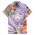 Aloha Hawaii Kauai Family Matching Off Shoulder Maxi Dress and Hawaiian Shirt Frangipani Mix Mokihana Lei