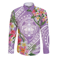 Aloha Hawaii Kauai Family Matching Off Shoulder Maxi Dress and Hawaiian Shirt Frangipani Mix Mokihana Lei