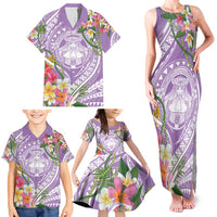 Aloha Hawaii Kauai Family Matching Tank Maxi Dress and Hawaiian Shirt Frangipani Mix Mokihana Lei
