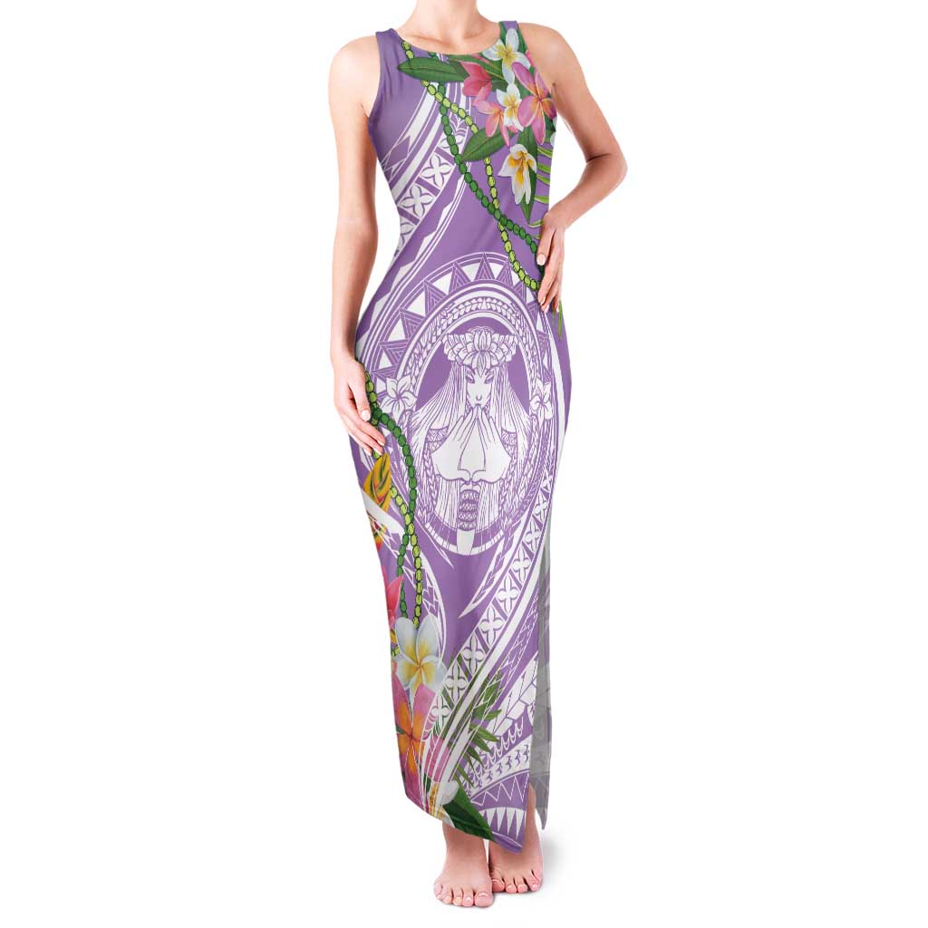 Aloha Hawaii Kauai Family Matching Tank Maxi Dress and Hawaiian Shirt Frangipani Mix Mokihana Lei