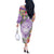 Aloha Hawaii Kauai Off The Shoulder Long Sleeve Dress Frangipani Mix Mokihana Lei