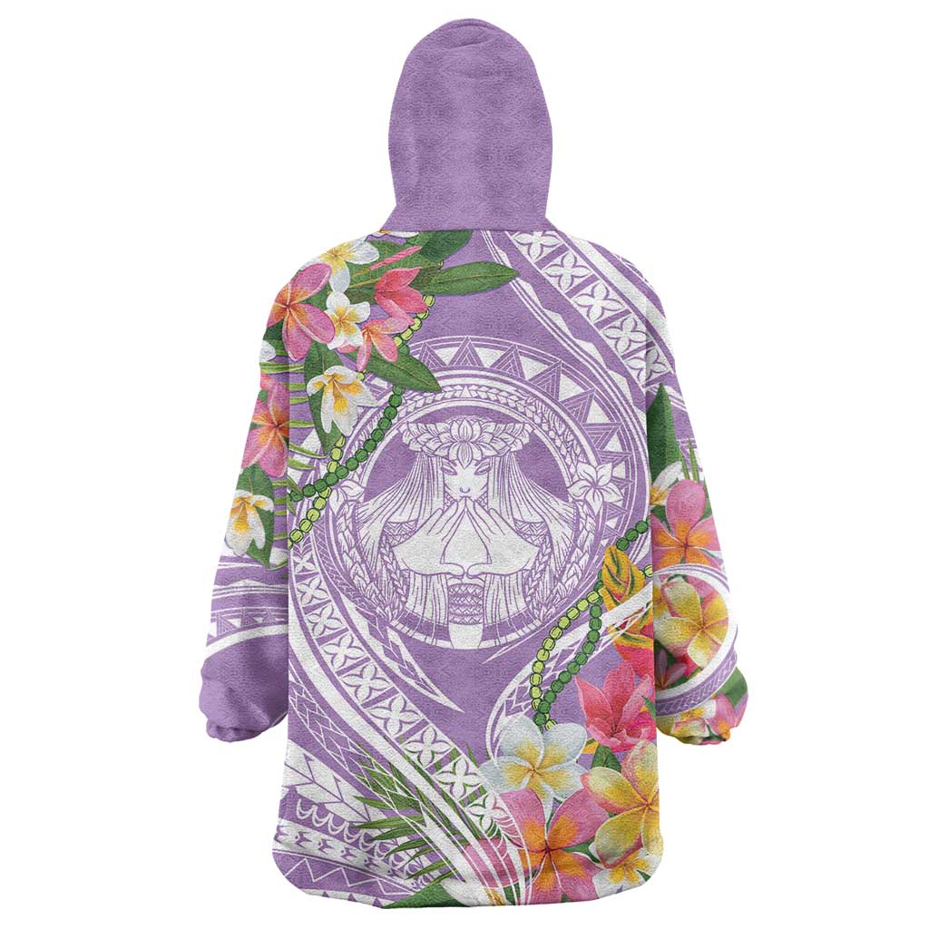 Aloha Hawaii Kauai Wearable Blanket Hoodie Frangipani Mix Mokihana Lei