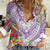 Aloha Hawaii Kauai Women Casual Shirt Frangipani Mix Mokihana Lei