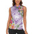 Aloha Hawaii Kauai Women Sleeveless Polo Shirt Frangipani Mix Mokihana Lei