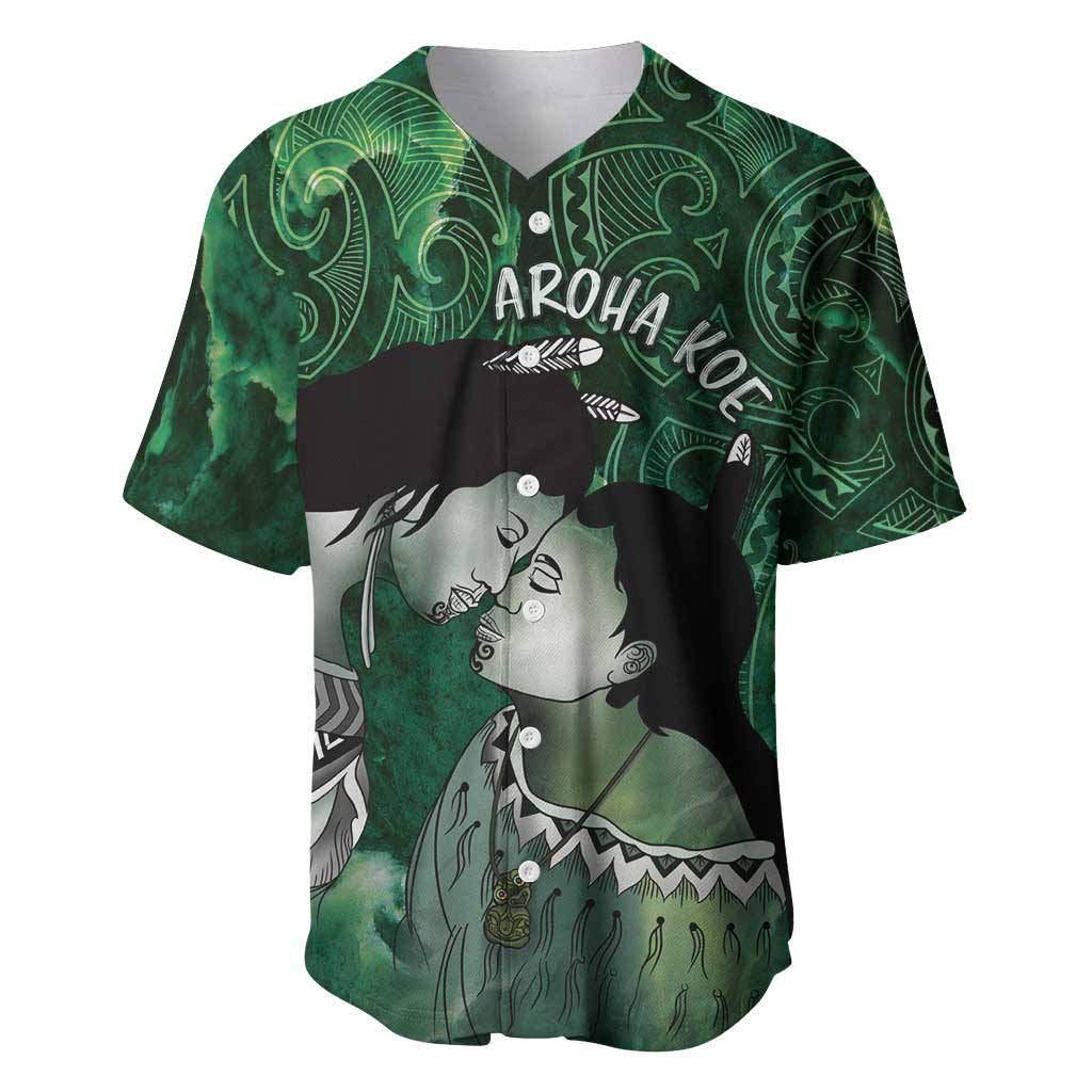 New Zealand Aroha Koe Mama Baseball Jersey Maori Hongi - Pounamu LT7 Green - Polynesian Pride