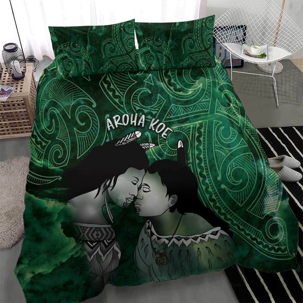 New Zealand Aroha Koe Mama Bedding Set Maori Hongi - Pounamu