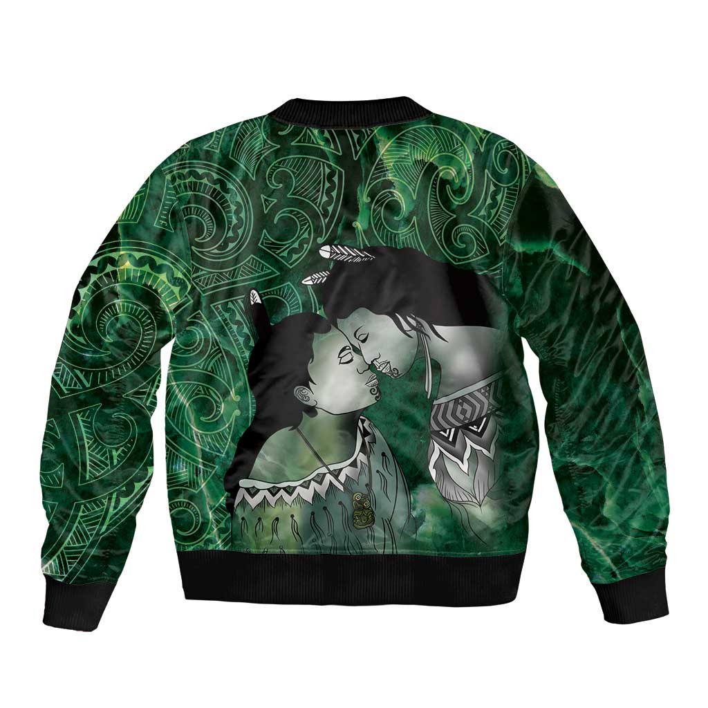 New Zealand Aroha Koe Mama Bomber Jacket Maori Hongi - Pounamu