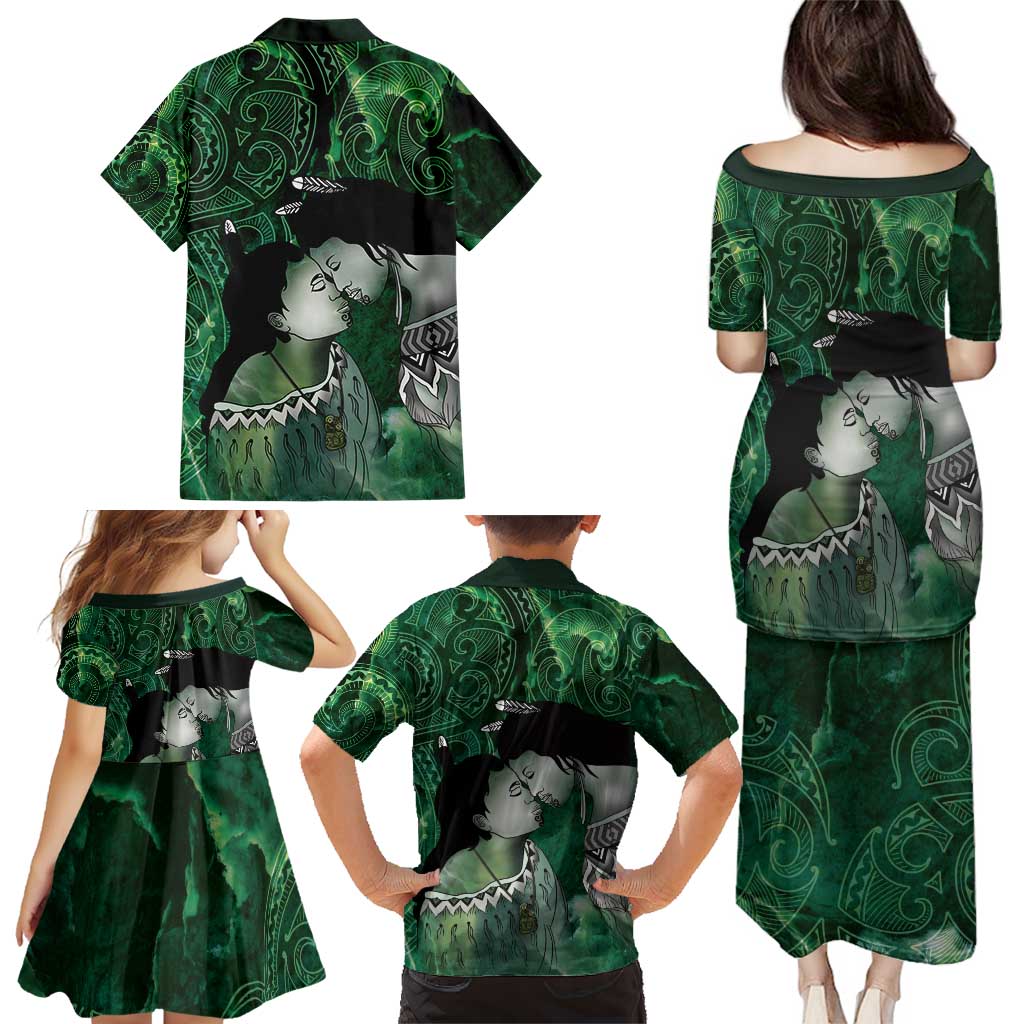 New Zealand Aroha Koe Mama Family Matching Puletasi and Hawaiian Shirt Maori Hongi - Pounamu