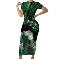 New Zealand Aroha Koe Mama Family Matching Short Sleeve Bodycon Dress and Hawaiian Shirt Maori Hongi - Pounamu