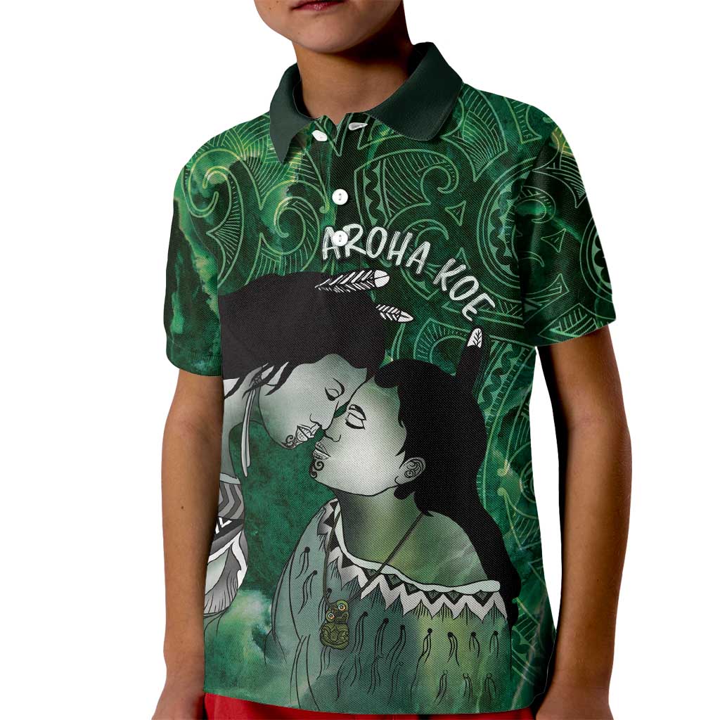 New Zealand Aroha Koe Mama Kid Polo Shirt Maori Hongi - Pounamu