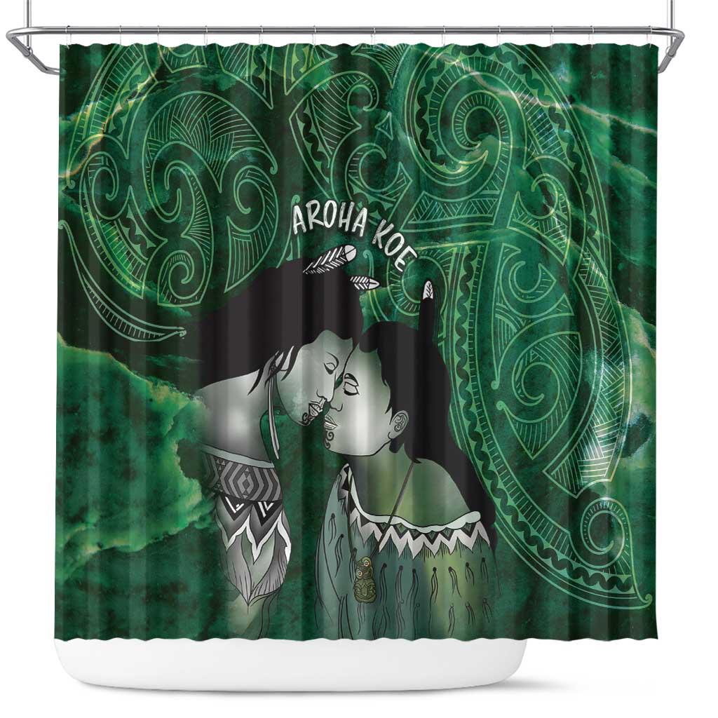 New Zealand Aroha Koe Mama Shower Curtain Maori Hongi - Pounamu