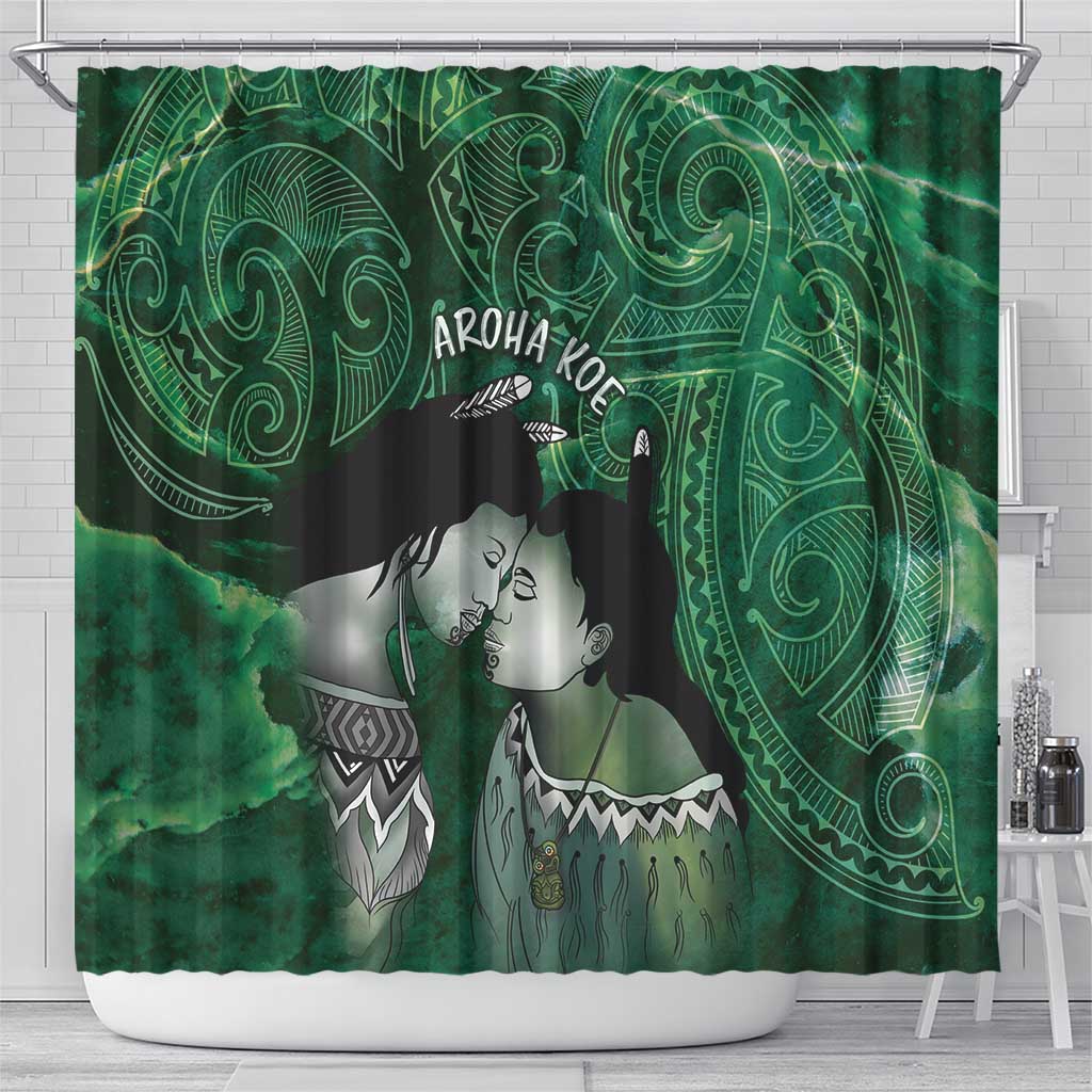 New Zealand Aroha Koe Mama Shower Curtain Maori Hongi - Pounamu