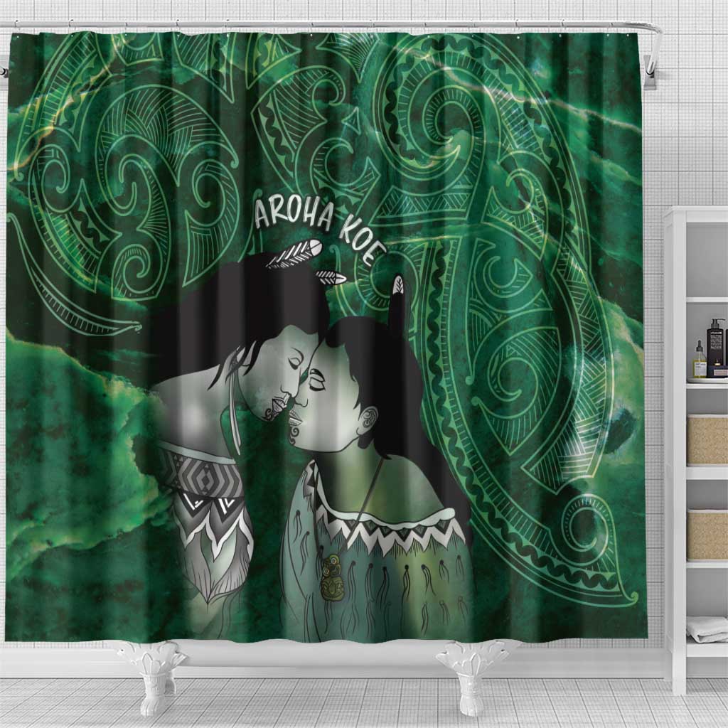 New Zealand Aroha Koe Mama Shower Curtain Maori Hongi - Pounamu
