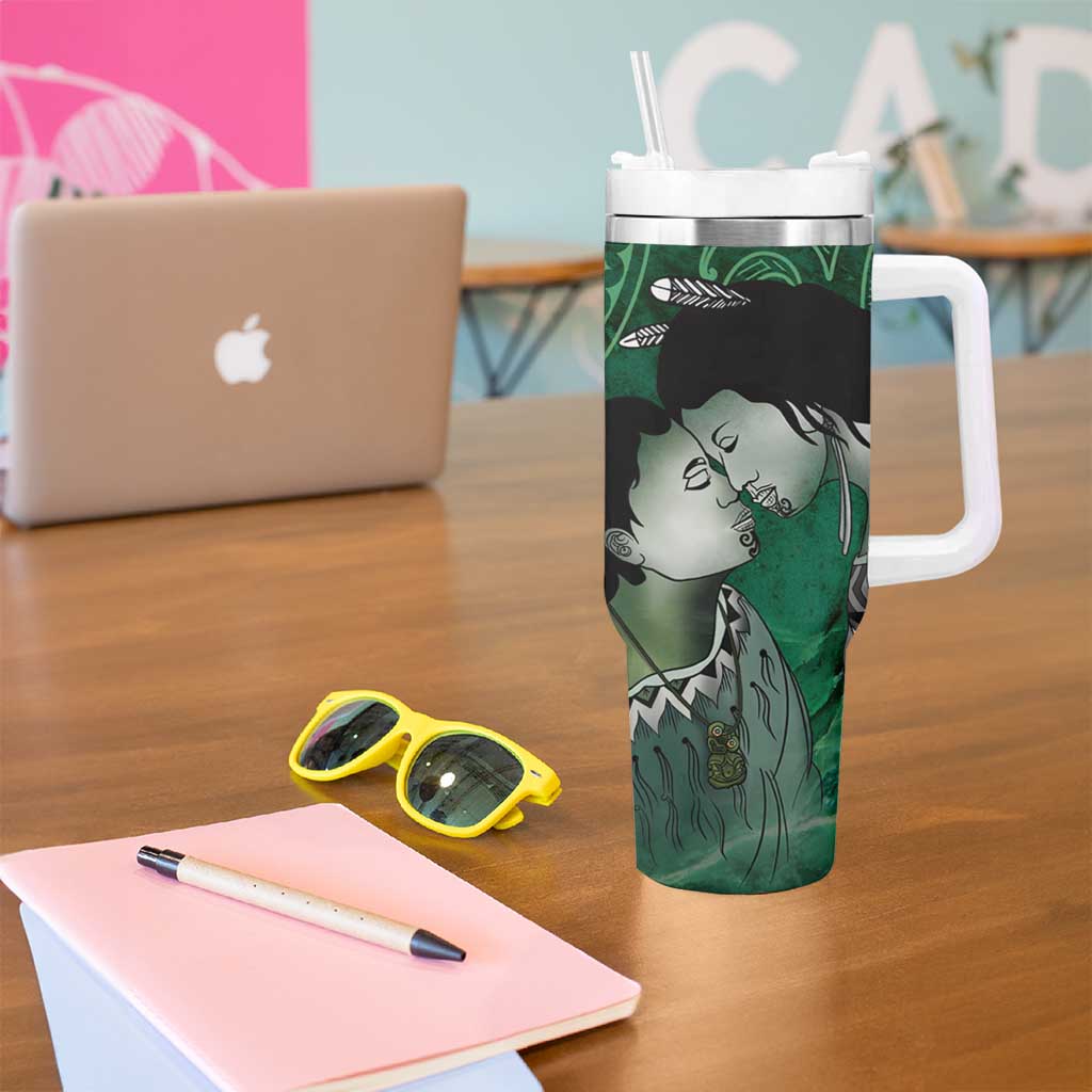 New Zealand Aroha Koe Mama Tumbler With Handle Maori Hongi - Pounamu