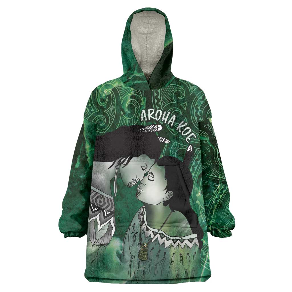 New Zealand Aroha Koe Mama Wearable Blanket Hoodie Maori Hongi - Pounamu