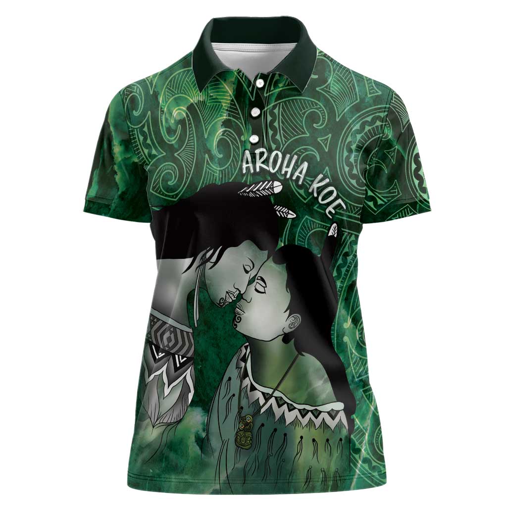New Zealand Aroha Koe Mama Women Polo Shirt Maori Hongi - Pounamu
