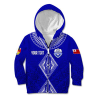 Personalised Tupou College Toloa Kid Hoodie Tongan Kupesi - Special LT7 Zip Hoodie Navy Blue - Polynesian Pride
