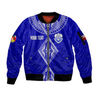 Personalised Tupou College Toloa Sleeve Zip Bomber Jacket Tongan Kupesi - Special LT7 Unisex Navy Blue - Polynesian Pride