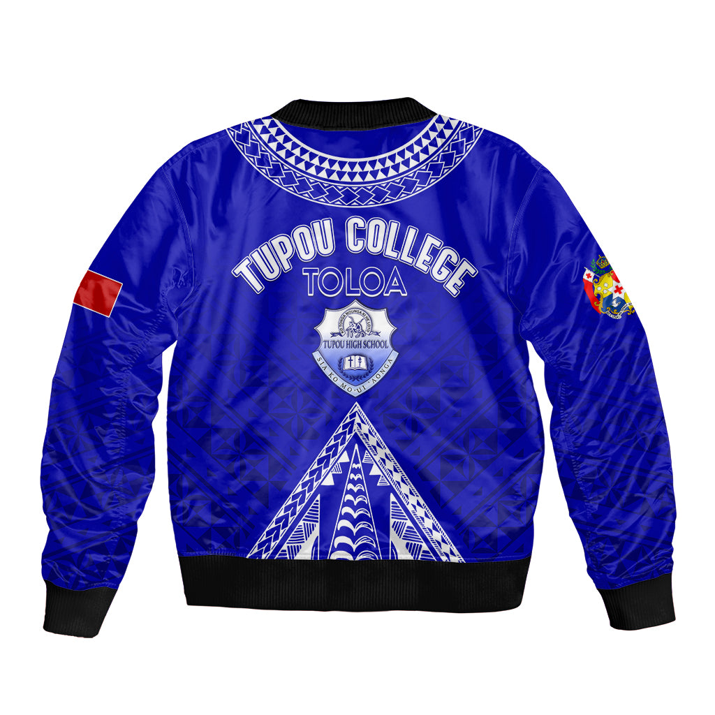 Personalised Tupou College Toloa Sleeve Zip Bomber Jacket Tongan Kupesi - Special LT7 - Polynesian Pride