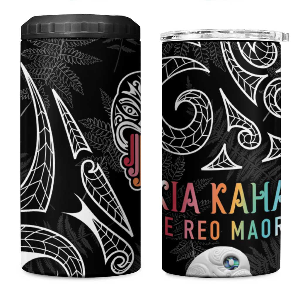 Kia Hara Te reo Maori 4 in 1 Can Cooler Tumbler Manaia Moko Pattern