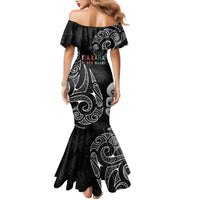 Kia Hara Te reo Maori Family Matching Mermaid Dress and Hawaiian Shirt Manaia Moko Pattern