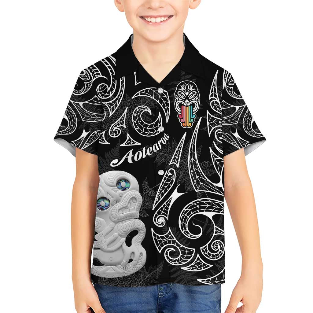 Kia Hara Te reo Maori Family Matching Short Sleeve Bodycon Dress and Hawaiian Shirt Manaia Moko Pattern