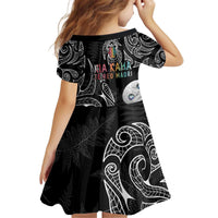 Kia Hara Te reo Maori Kid Short Sleeve Dress Manaia Moko Pattern