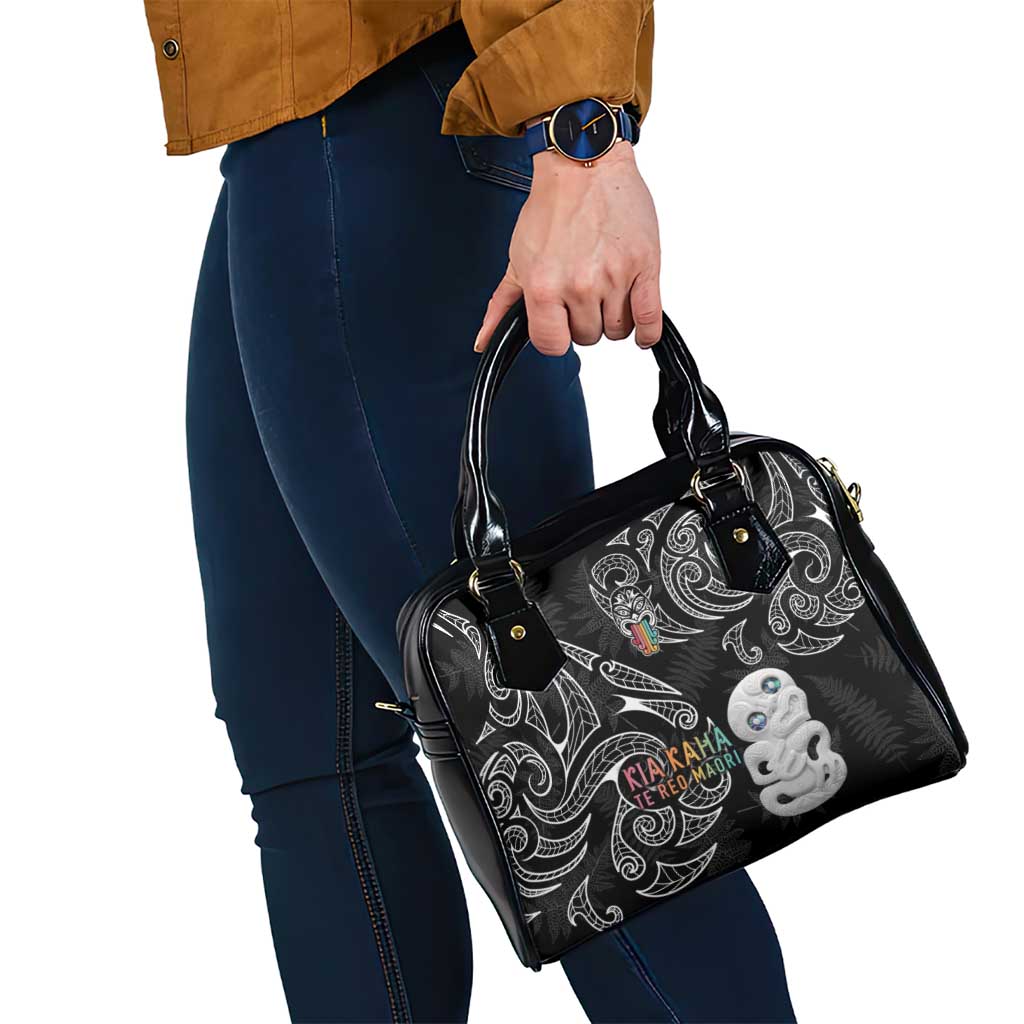 Kia Hara Te reo Maori Shoulder Handbag Manaia Moko Pattern
