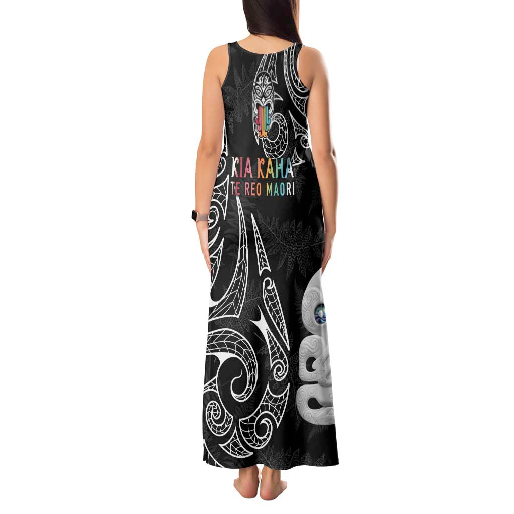 Kia Hara Te reo Maori Tank Maxi Dress Manaia Moko Pattern